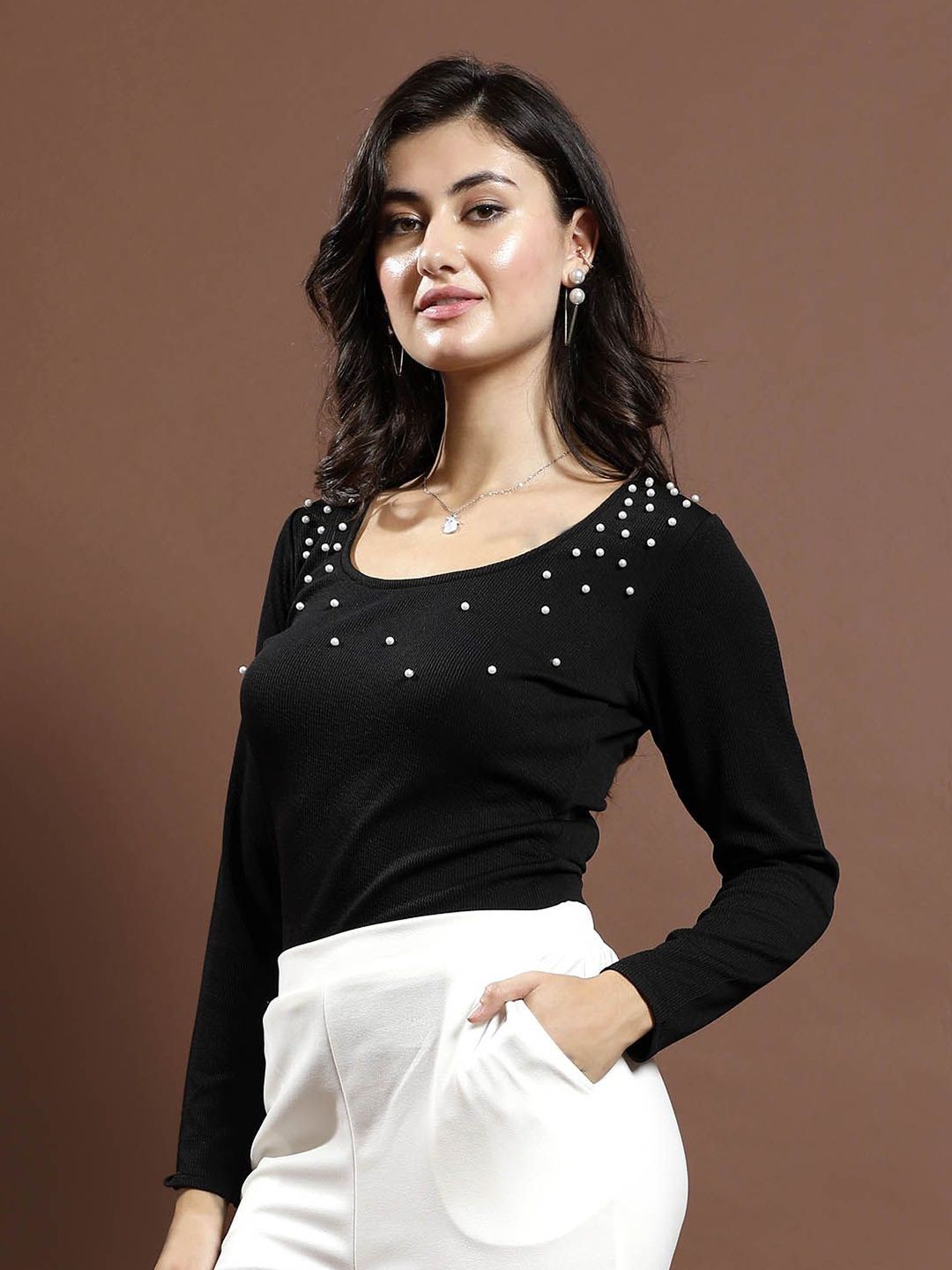 Athena Women Embellished Round Neck Top