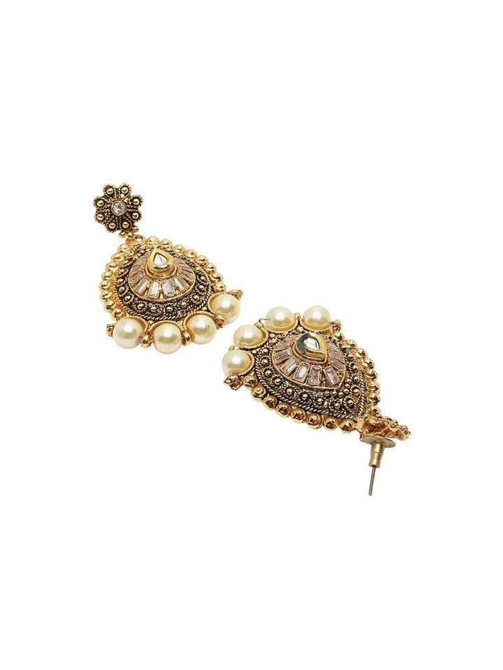 Anouk Silver Plated Artificial Stones Studed Contemporary Drop Earrings