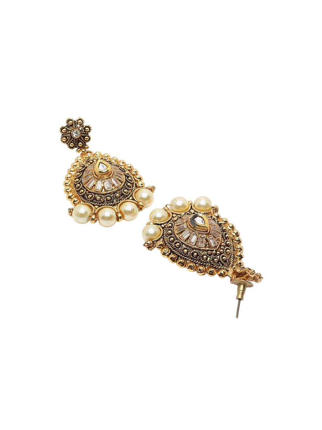 Anouk Silver Plated Artificial Stones Studed Contemporary Drop Earrings