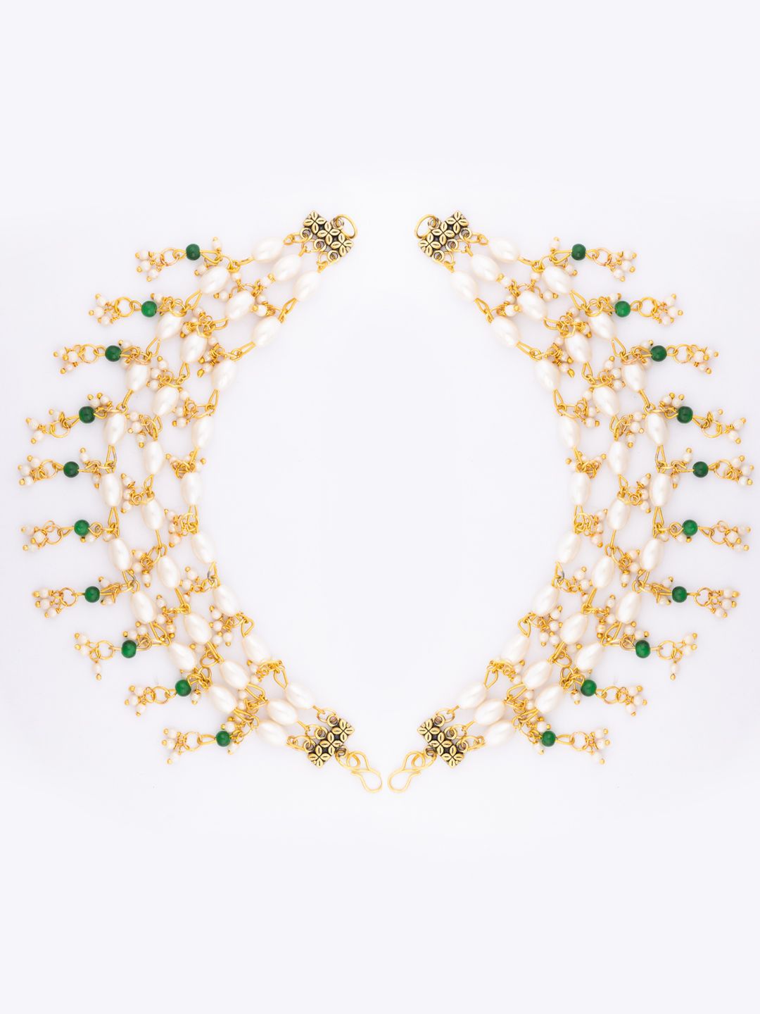 PANASH Gold-Plated Pearls Beaded Contemporary Ear Chain