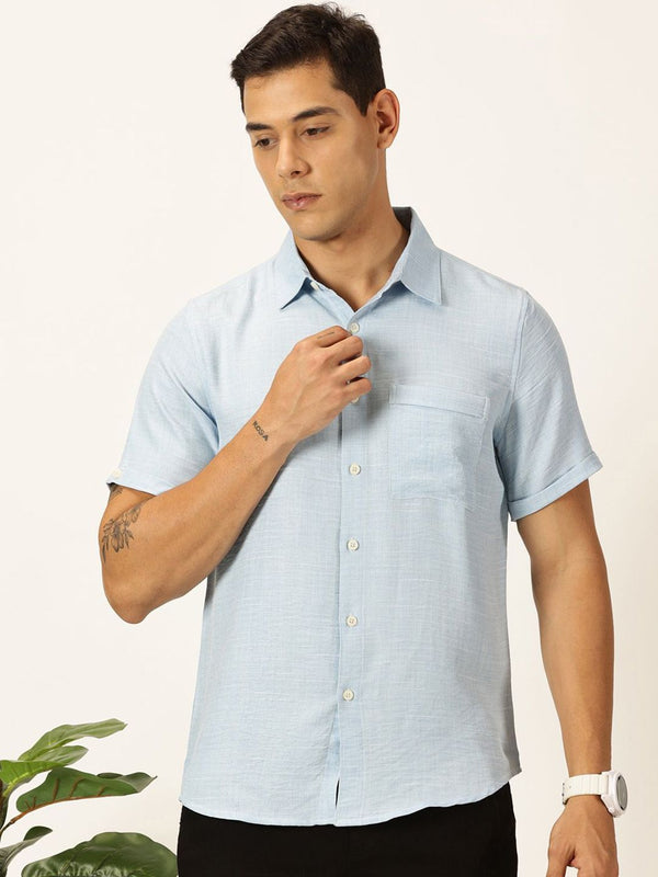 Thomas Scott Men Premium Biasa Bertekstur Baju Kasual