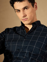 DENNISON Windowpane Checked Button-Down Collar Smart Cotton Formal Shirt