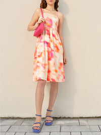 DressBerry Colour Splash Printed Smocked A-line Dress