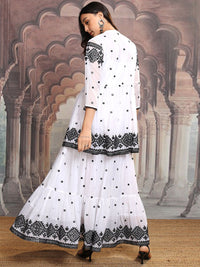 Vishudh Women Embroidered Shoulder Straps Tiered Fit & Flare Maxi Dress With Shrug