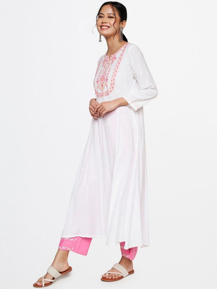 Global Desi Women Ethnic Motifs Embroidered Thread Work A-Line Kurta