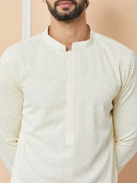 See Designs Mandarin Collar Long Sleeves Thread Work Straight Kurta