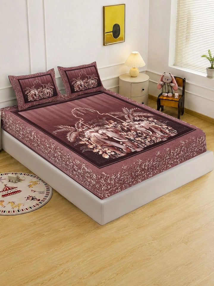 Myntra Elegant Homes Rust 400 TC King Bedsheet with 2 Pillow Covers
