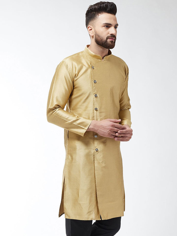 SOJANYA Men Gold-Colored Woven Design Straight Kurta