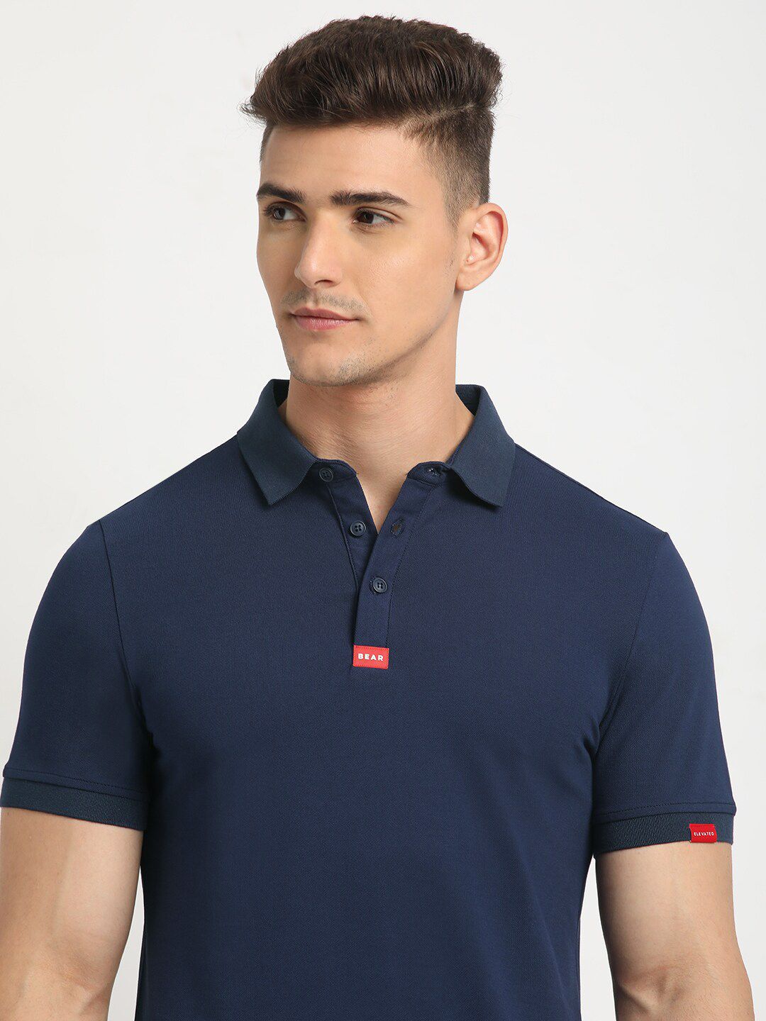 THE BEAR HOUSE Polo Collar Short Sleeves Slim Fit T-shirt