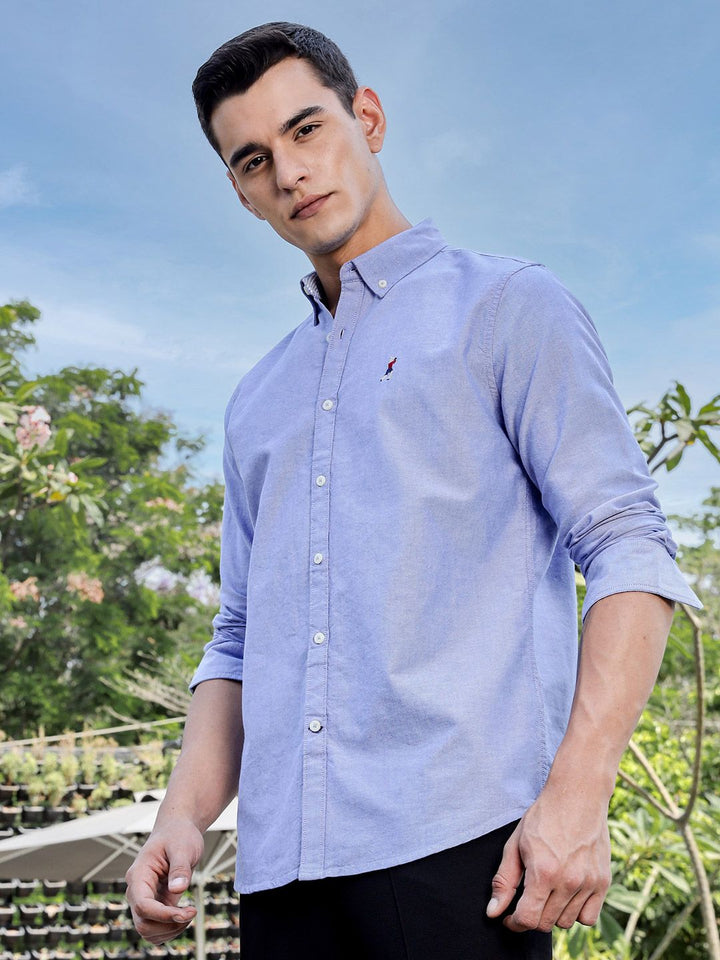 Thomas Scott Men Premium Fit Button-Down Collar Solid Cotton Casual Shirt