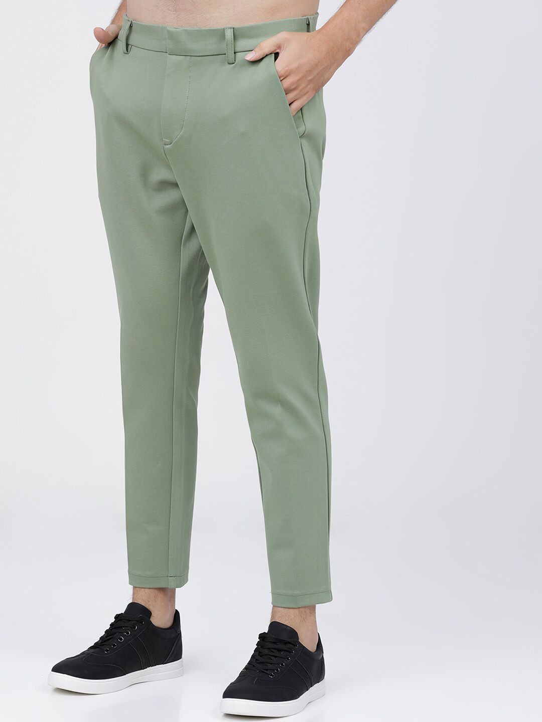 HIGHLANDER Men Green Solid Slim Fit Trousers