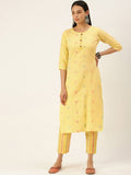 KALINI Geometric Woven Design Regular Kurta With Trousers
