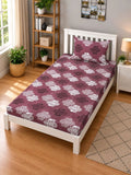 Moda Rapido X KLOTTHE Maroon Floral 400 TC Single Bedsheet with 1 Pillow Covers