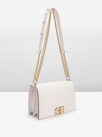 Lino Perros Geometric Textured Structured Shoulder Bag with Quilted Detail