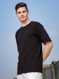 ADRO Round Neck Drop-Shoulder Sleeves Oversized Pure Cotton T-shirt