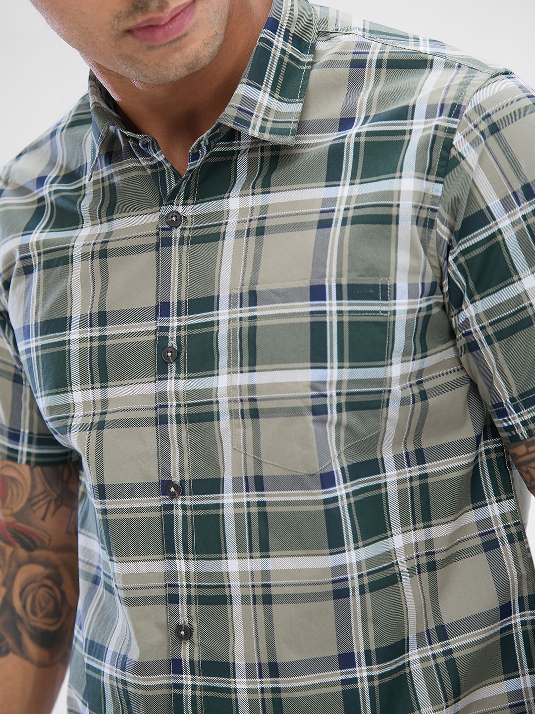 SPYKAR Men Slim Fit Tartan Checks Opaque Checked Casual Shirt
