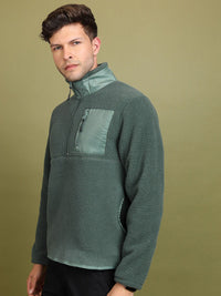 HIGHLANDER Green Mock Collar Pullover Sweatshirt