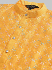 SOJANYA Embroidered Thread Work Silk Cotton Kurta with Churidar