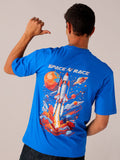 The Indian Garage Co Men Pure Cotton Back Printed Boxy Oversized Round Neck T-shirt