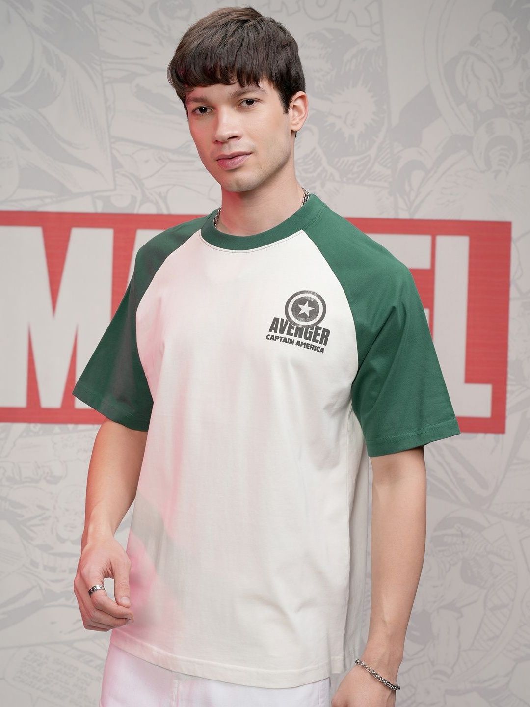 HIGHLANDER Marvel Men Captain America Round Neck Dropshoulder Oversized T-shirt