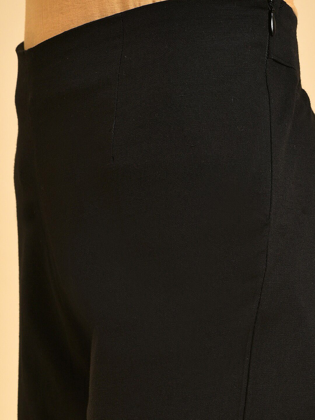 W Women Black Comfort Slim Fit Cropped Cigarette Trousers