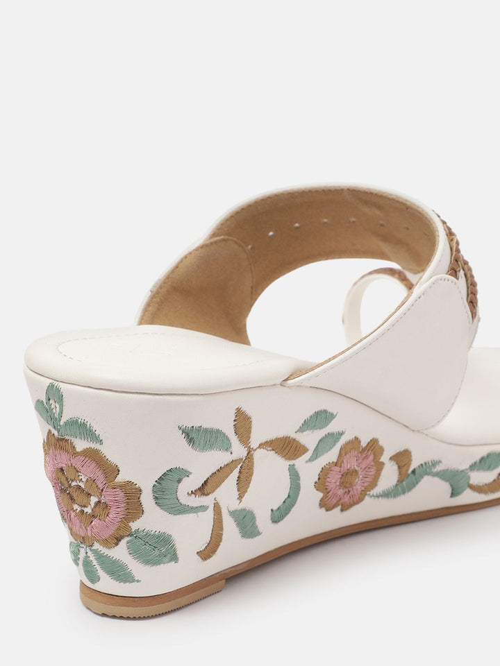 House of Pataudi Floral Embroidery Detail Wedges