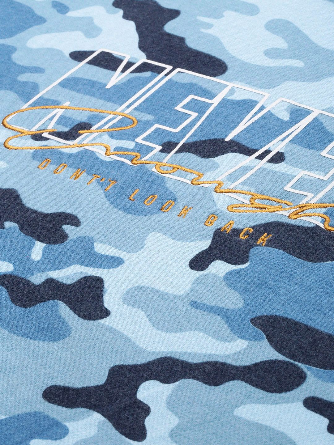 The Indian Garage Co Men Blue & Black Printed Hooded Sweatshirt