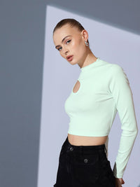 STREET 9 High Neck Cut Outs Solid Crop Top