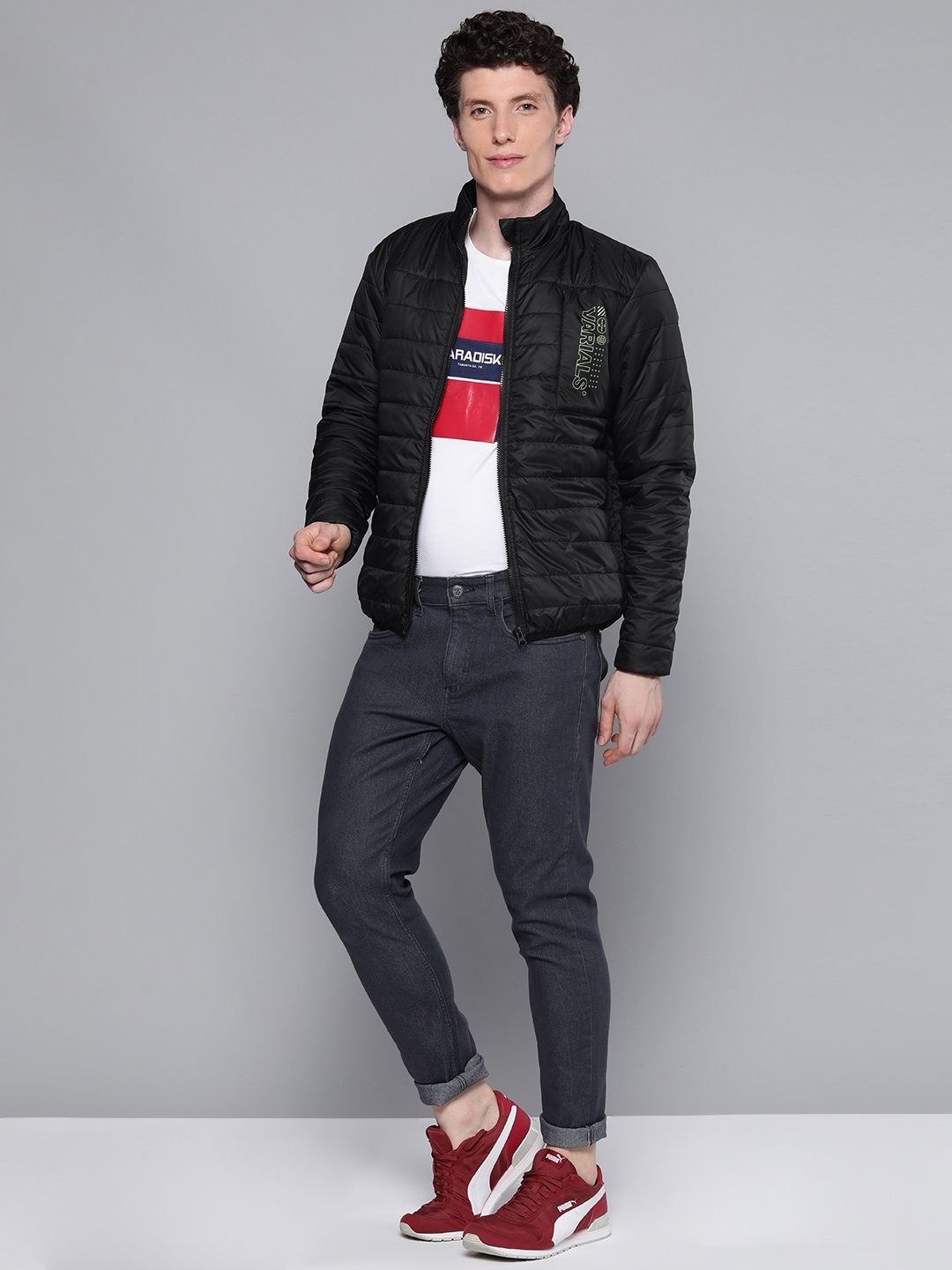 The Indian Garage Co Men Zip-Jacket Slim Fit Puffer Jacket