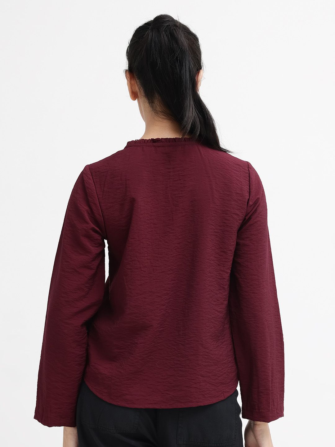 RAREISM Solid Tie-Up Neck Top