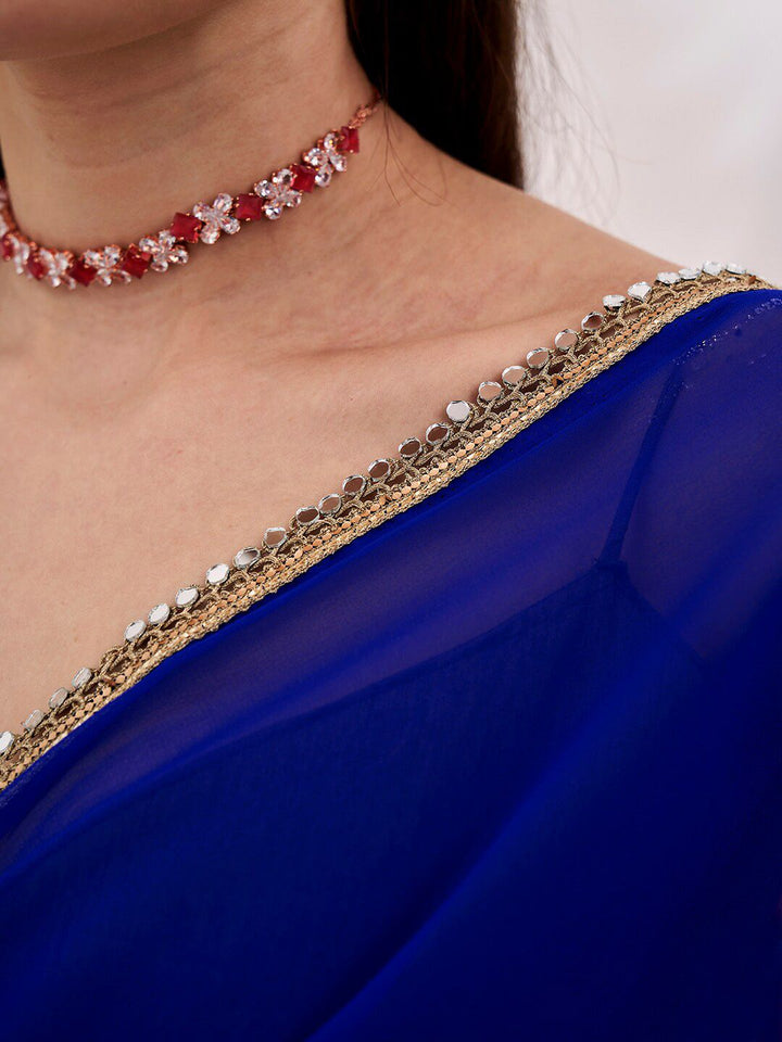 Mitera Colorblocked Gotta Patti Border Pure Georgette Saree