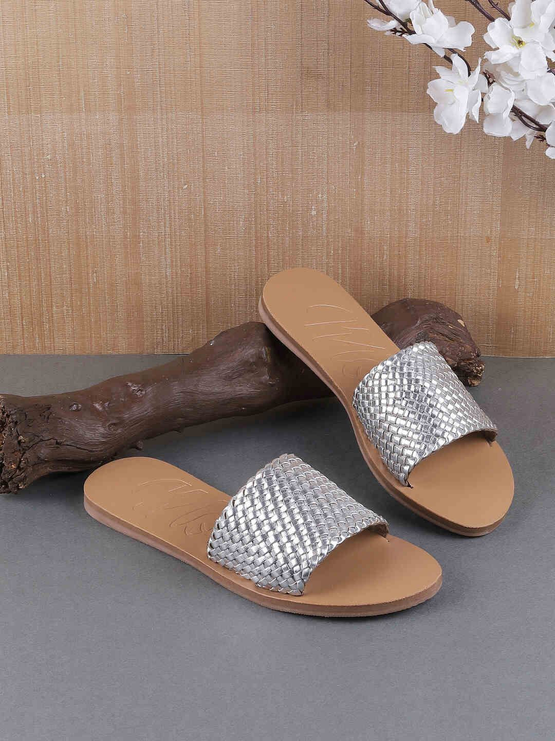 Mochi Women Embellished Open Toe Flats