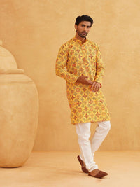 SOJANYA Kurta Linen Kapas Bercetak Motif Etnik