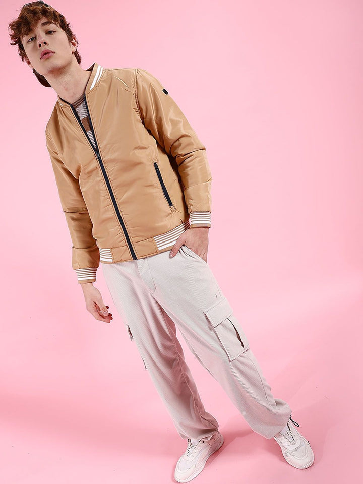 The Indian Garage Co Men Solid Regular Fit Bomber Jacket