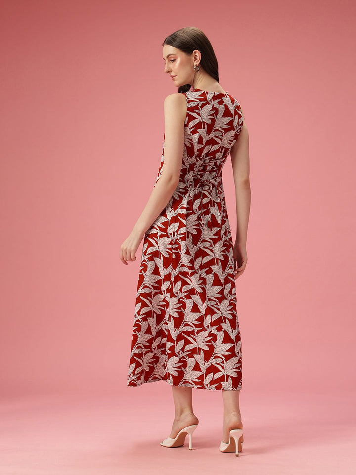 Dressberry Tropical Print A-Line Midi Dress