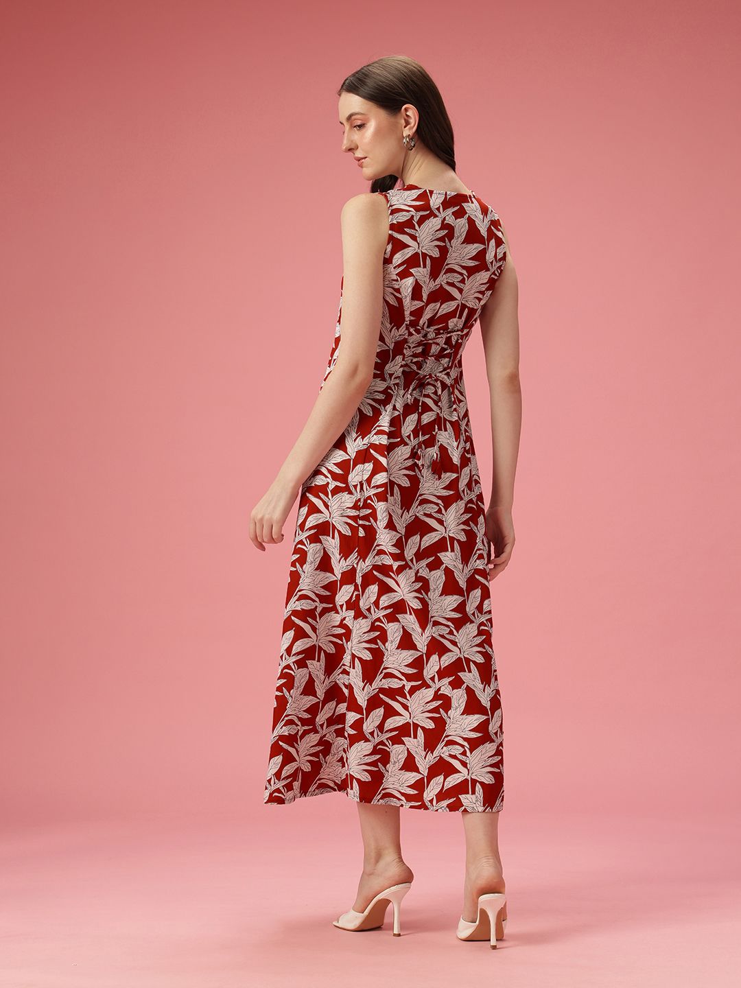 Dressberry Tropical Print A-Line Midi Dress