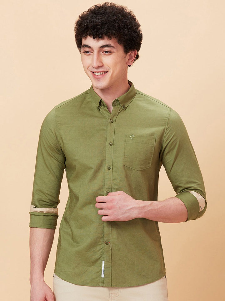 Being Human Slim Fit Button-Down Collar Long Sleeves Casual Shirt