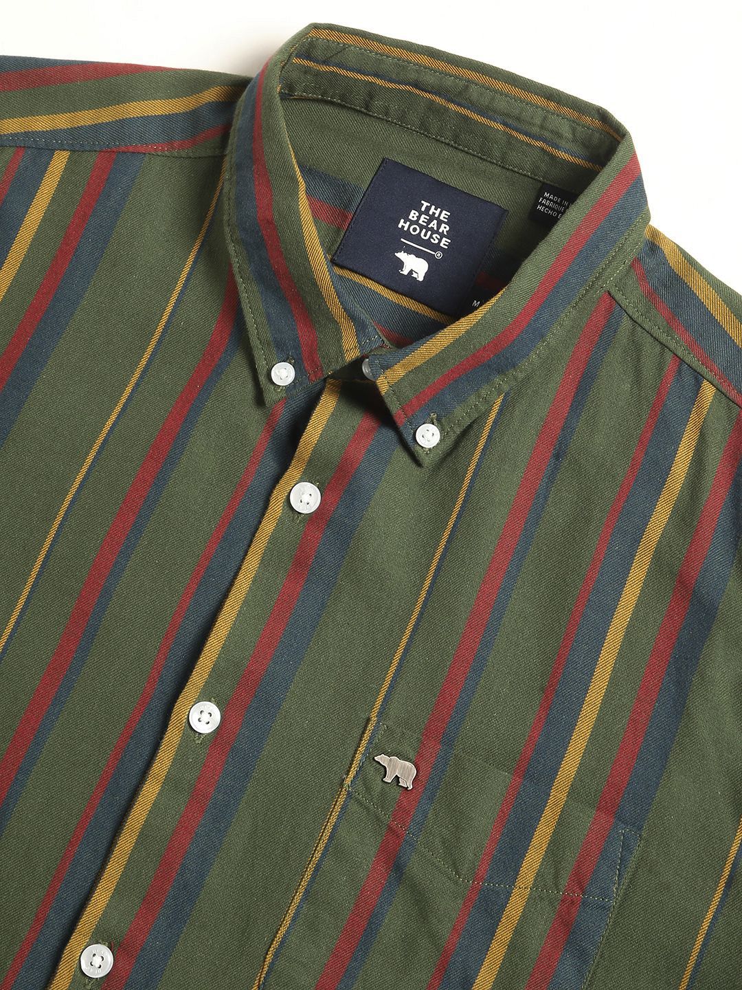 THE BEAR HOUSE Men's Striped Slim Fit Casual Shirt