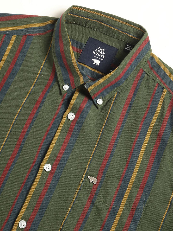 THE BEAR HOUSE Men's Striped Slim Fit Casual Shirt