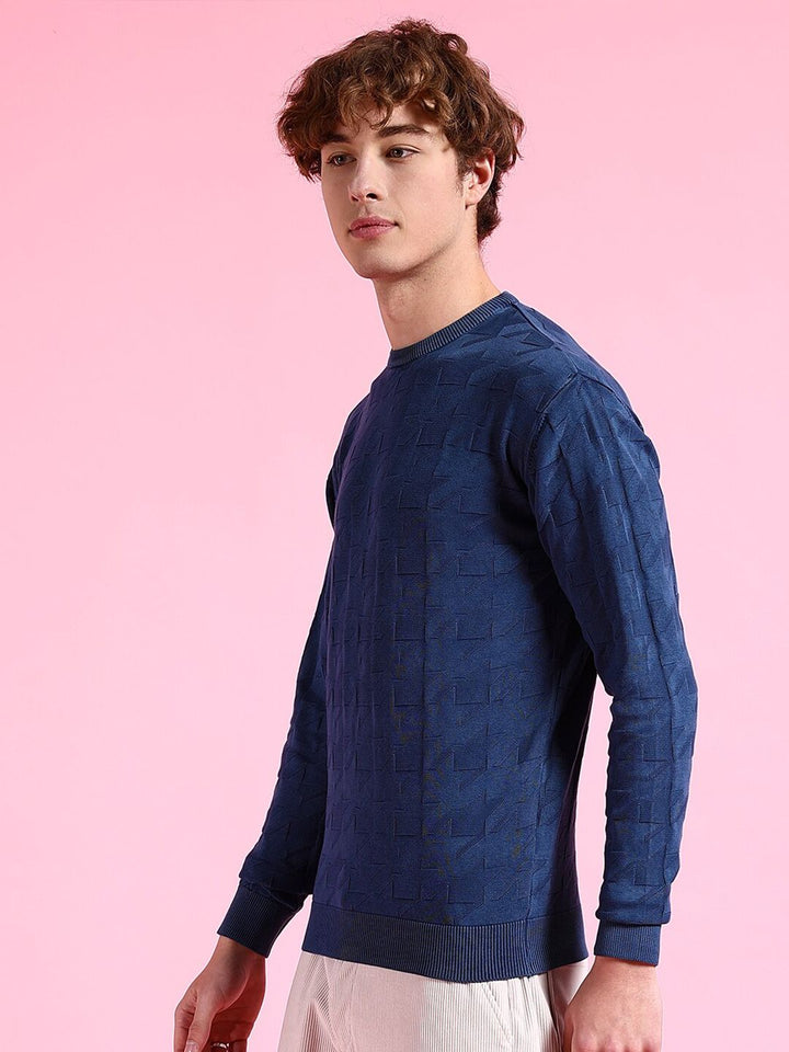 The Indian Garage Co Geometric Self Design Acrylic Pullover
