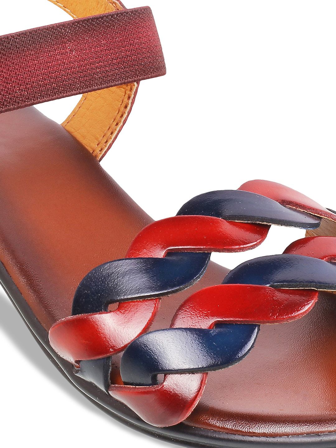 Metro Maroon & Blue Leather Block Sandals