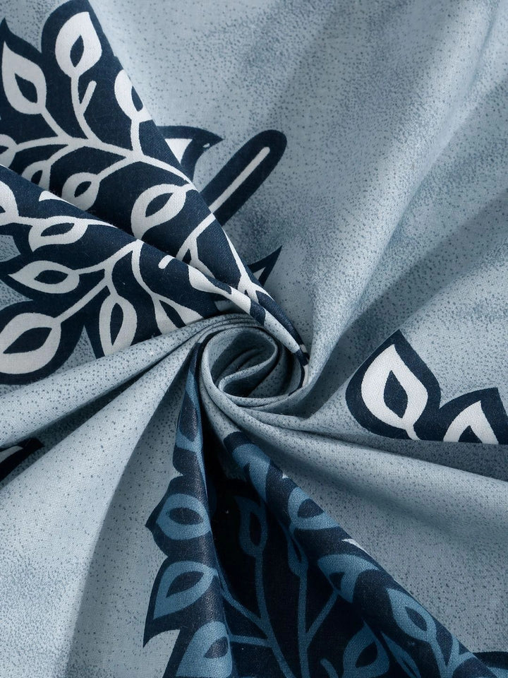 Moda Rapido X KLOTTHE Blue & White Floral 400 TC Single Bedsheet with 1 Pillow Covers