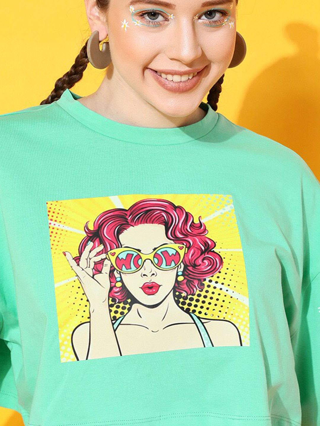 STREET 9 Women Sea Green Printed Tshirt