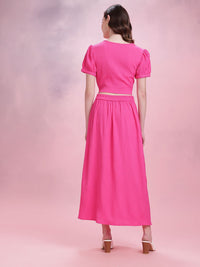 DressBerry Crinkle Cropped  Top & Midi Skirt