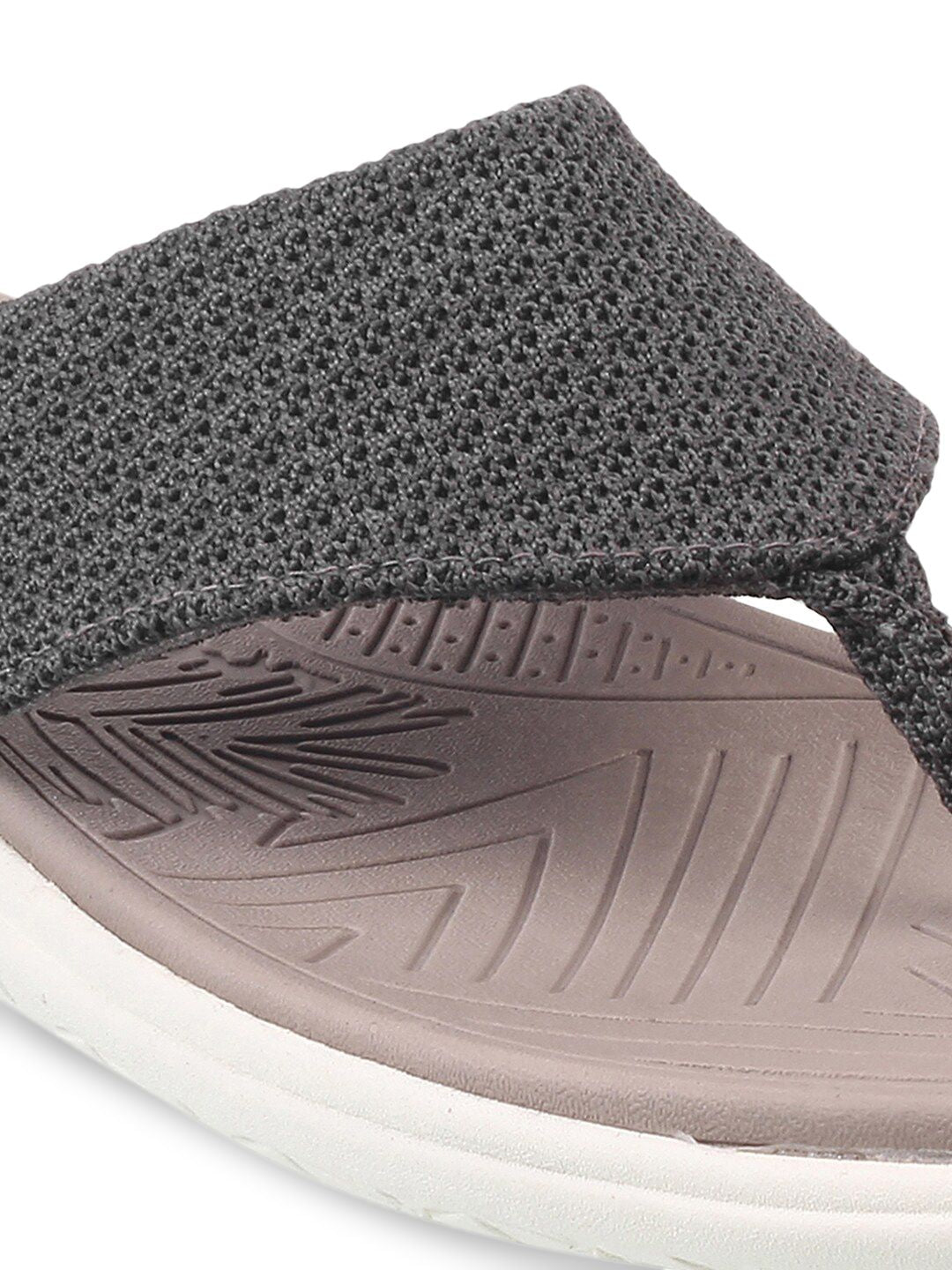 Mochi Women Grey Open Toe Flats