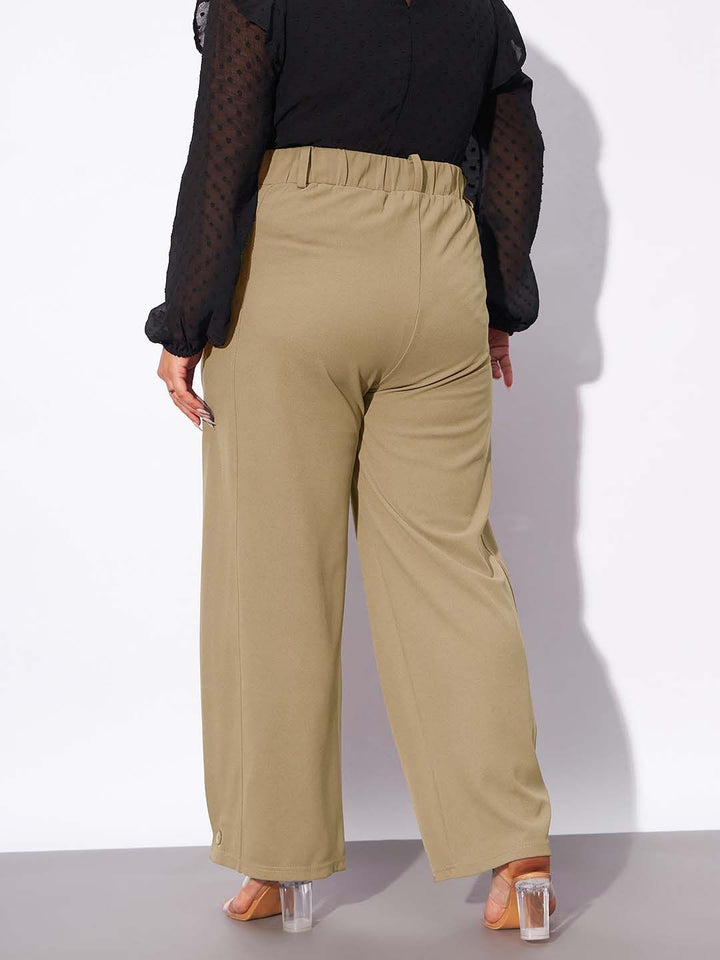 SASSAFRAS Curve Women Plus Size Straight Fit Parallel Trousers