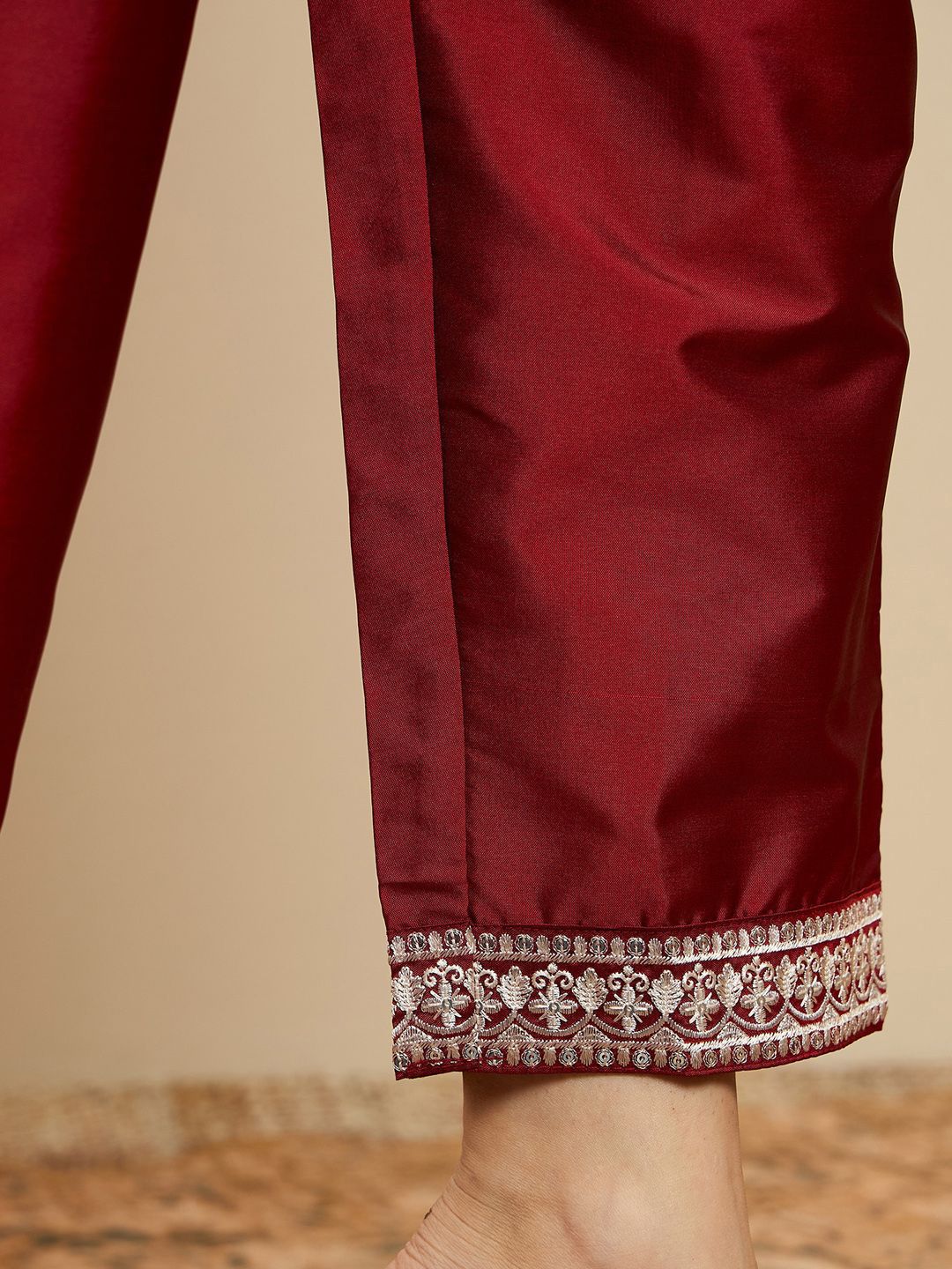 Indo Era Straight Sequinned Kurta with Trousers & Dupatta