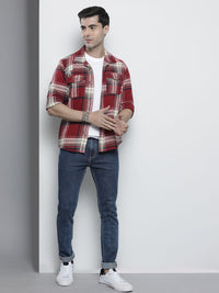 The Indian Garage Co Pure Cotton Regular Fit Checked Double Flap Pocket Flannel Shirt