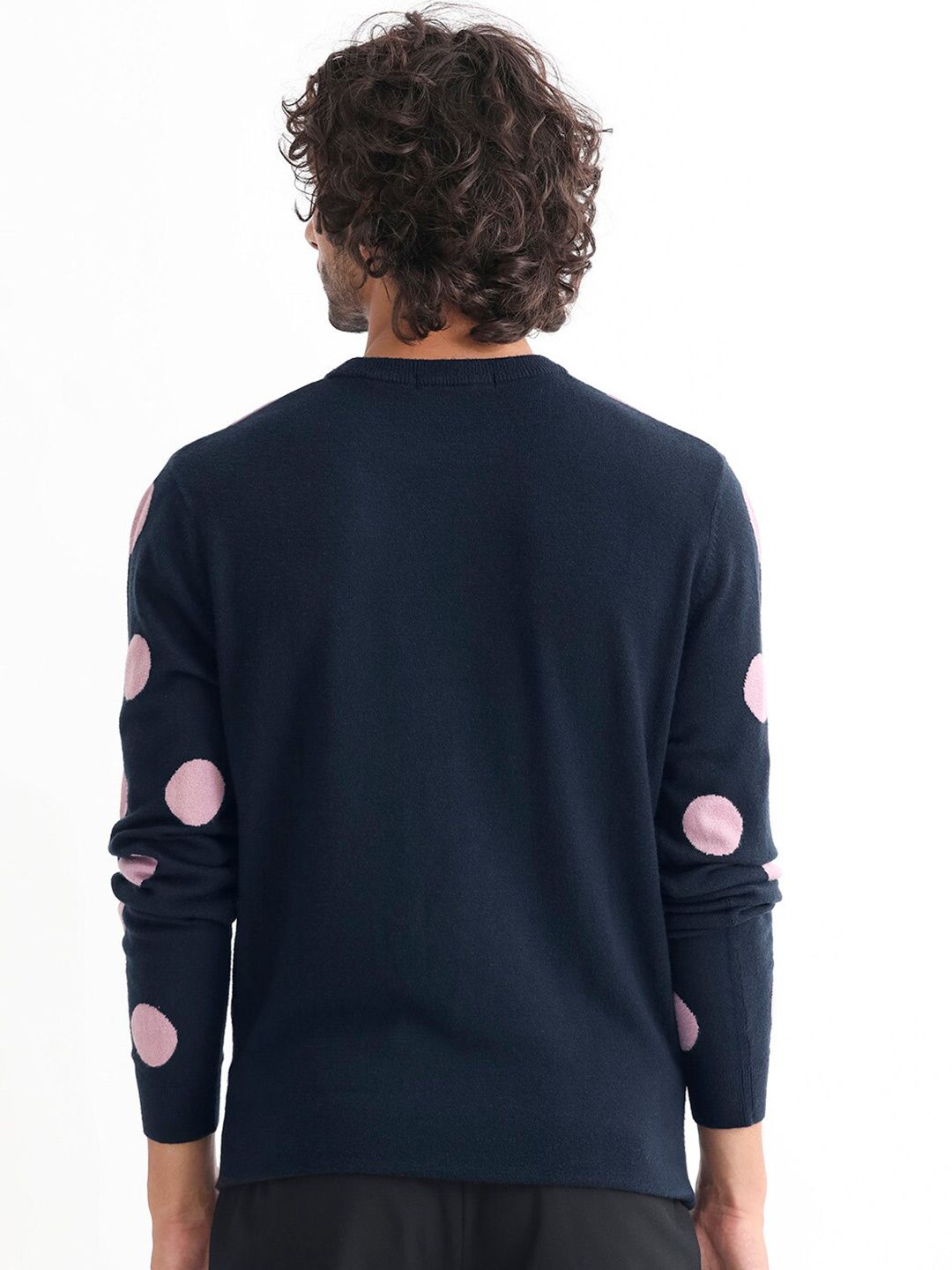 RARE RABBIT Men Deremy Crew Neck Geometric Printed Sweater