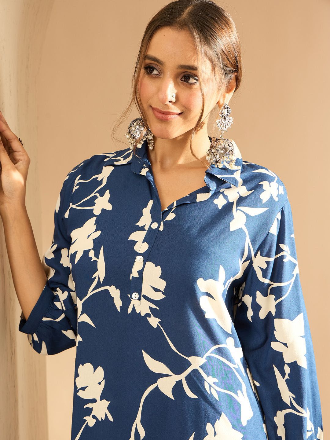 Indo Era Women Floral Printed Regular Kurta with Trousers